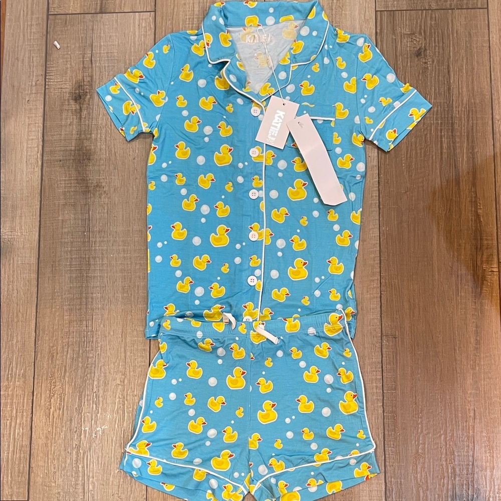 Katie J NYC Blue Duck Print Pajama Set